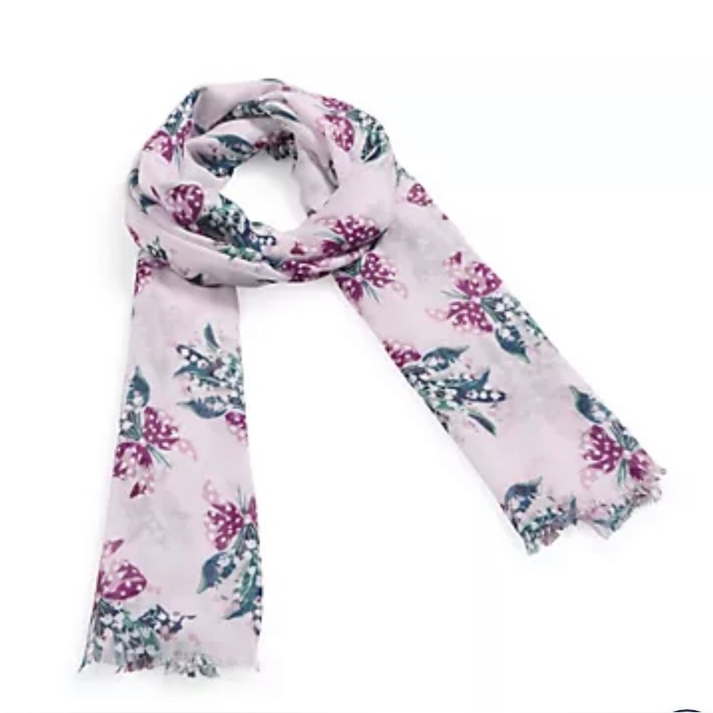 Vera Bradley Bow Tied Floral Print Soft Fringe Scarf